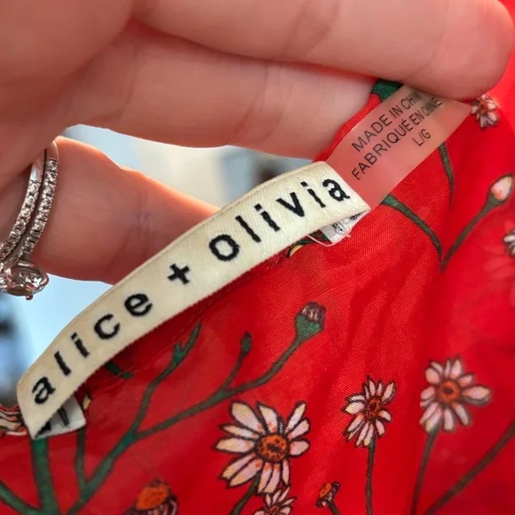 Alice + Olivia Off the shoulder lightweight silk cotton cottagecore blouse top - Picture 8 of 16